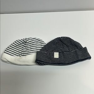 Striped Kids Beanie Set - Black and White